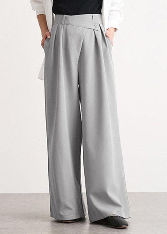 Women Casual Work Cross Button Design Wide Leg Pants