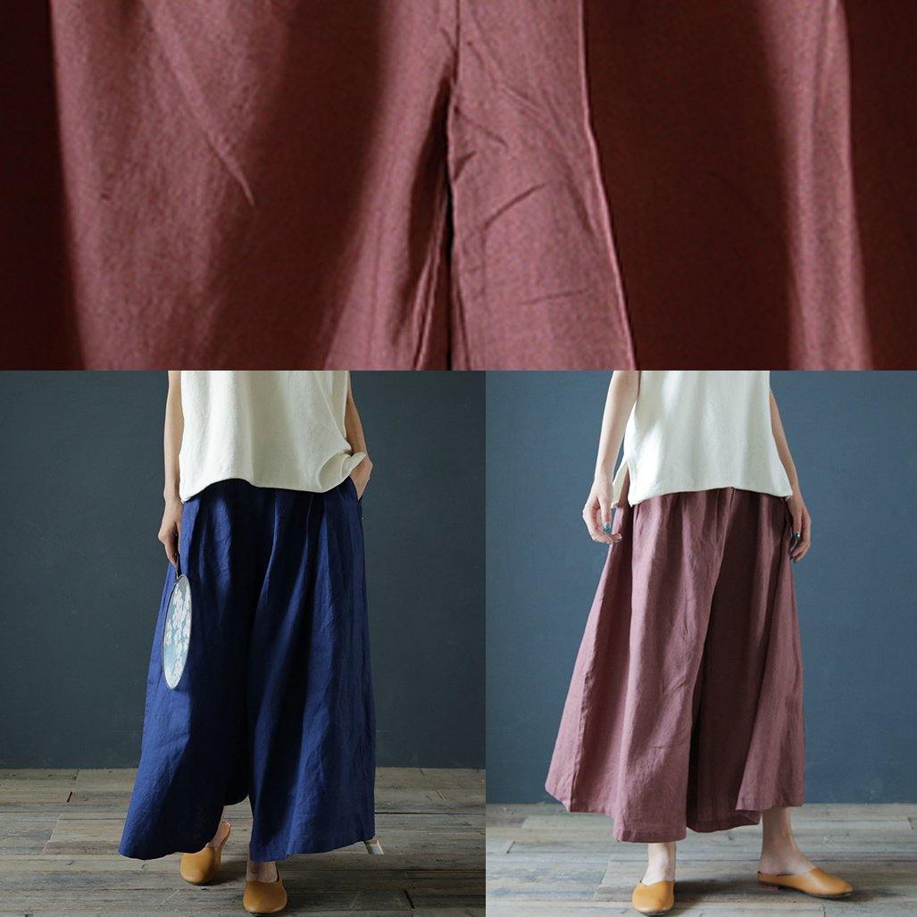 Chunxin original design cotton and linen wide-leg pants